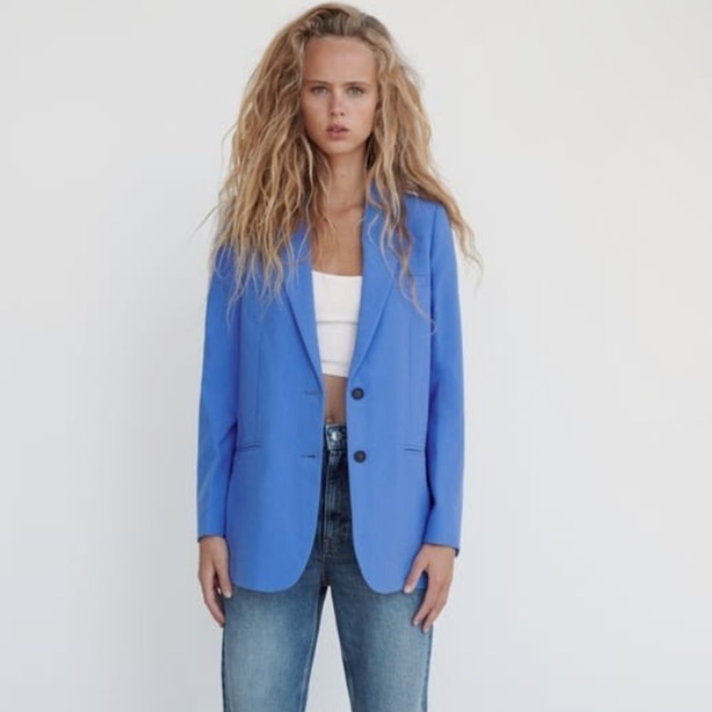 Zara Chic Oversized Blazer in Blue